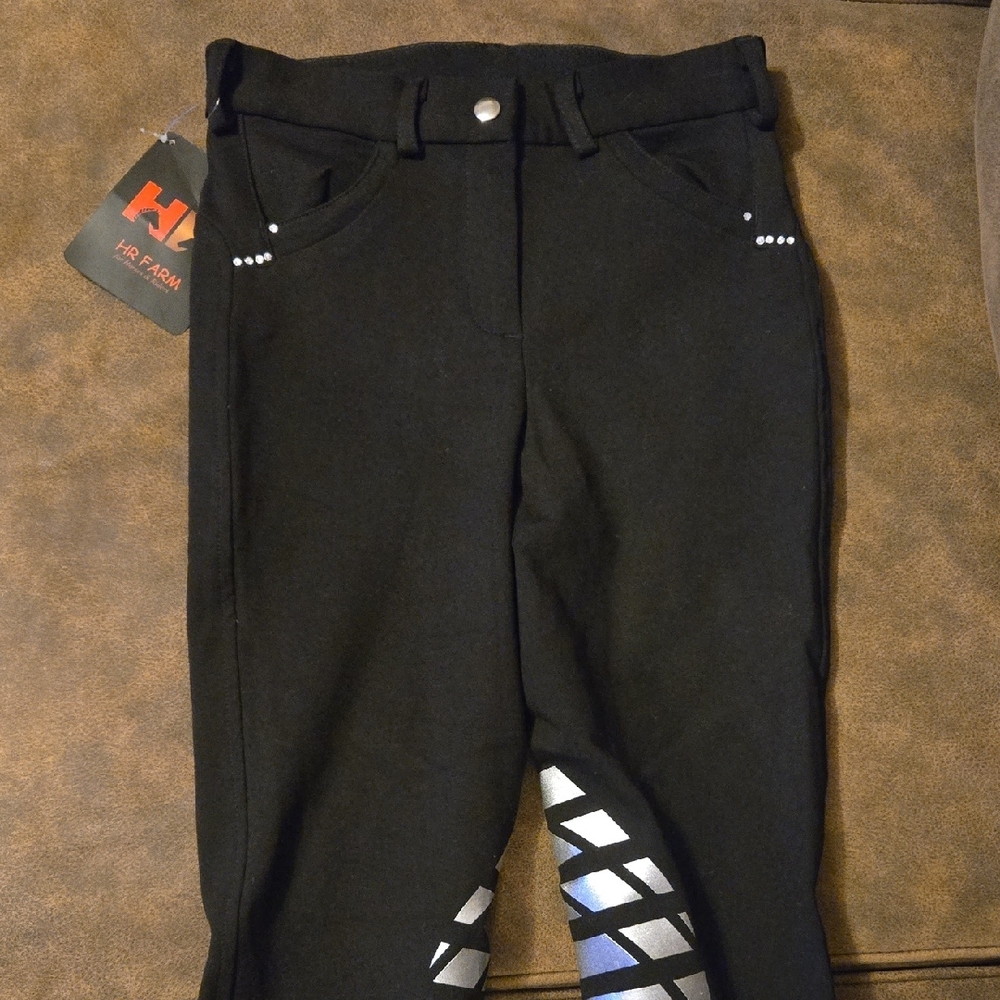HR Farm Womens Equestrian Pants Full Seat Silicone Grip Breeches Black Size 24 - Picture 10 of 10